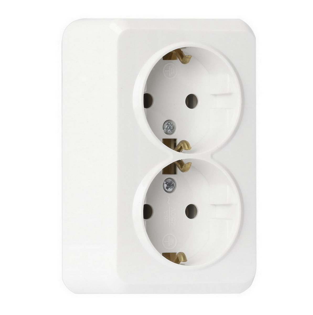 Розетка 2-мест открыт. уст с з/к 16А с задней стенкой SBE-03w-16-S2-Z-c