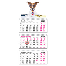 Календарь трехблочный настенный 2024 год Деловой Джек-рассел (305х697 мм)