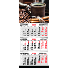 Календарь настенный трехблочный 2024 год Трио Стандарт Кофе и корица (295x710 мм)