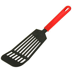 Лопатка кулинарная с прорезями пластмассовая для тефлоновой посуды черный 28,5см