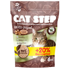 Наполнитель комкующийся растительный CAT STEP Wood Original, 6 л