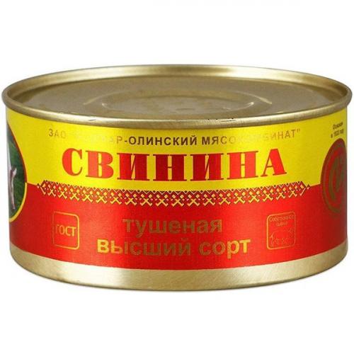 Свинина тушеная Йошкар-Олинский мясокомбинат высший сорт ГОСТ, 325 г