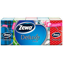Платочки носовые Zewa Deluxe Design Family бумажные 3-х слойные, 10 шт