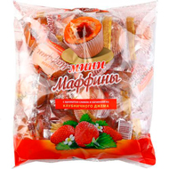 Мини-маффины Русский бисквит с ароматом сливок и клубничным джемом, 465 г