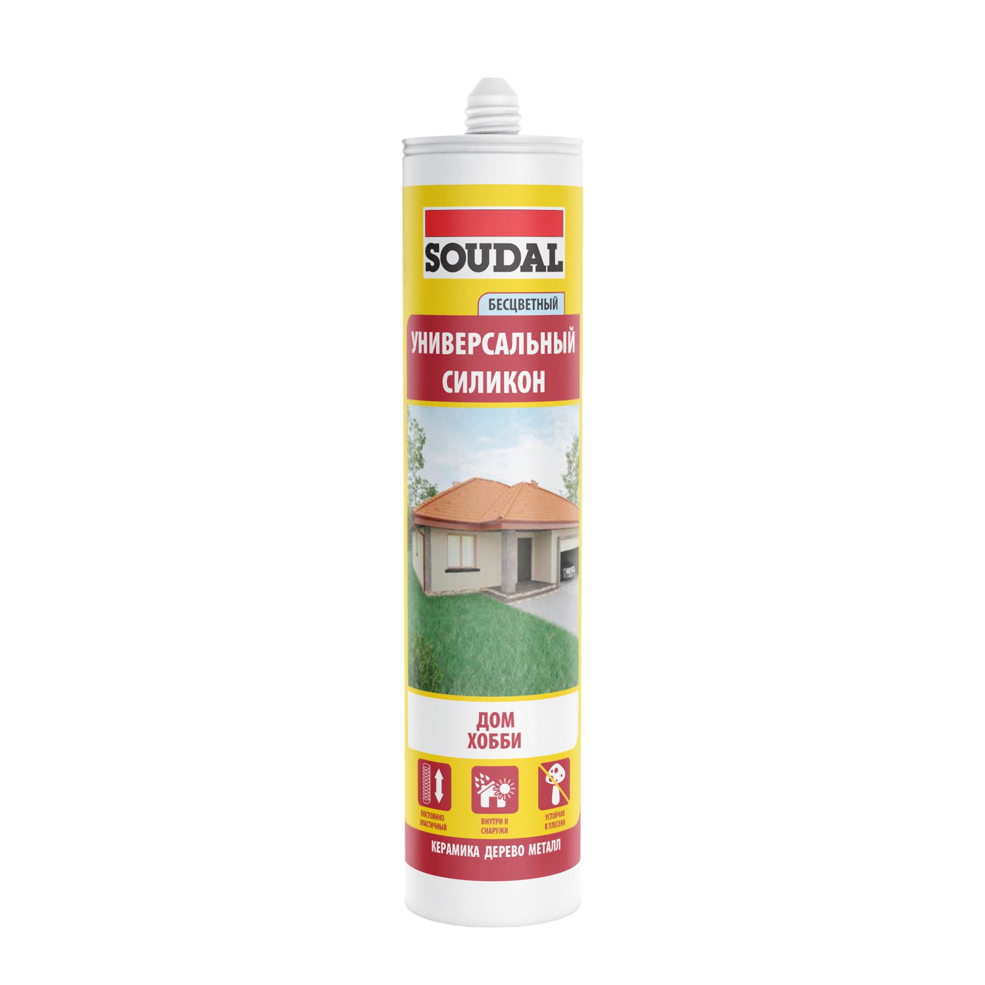 Герметик силиконовый универсальный, бесцветный (280мл) SOUDAL 105905