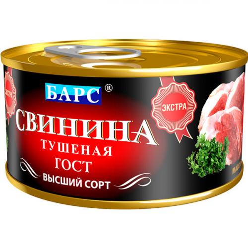 Свинина тушеная Барс Экстра высший сорт, ГОСТ, 325 г