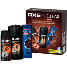 Набор подарочный Axe x Clear Men, гель для душа и шампунь, 250 мл + дезодорант-аэрозоль, 150 мл + шампунь, 200 мл
