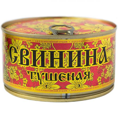 Свинина тушеная Балтийский эталон высший сорт, ГОСТ, ж/б с ключом, 325 г