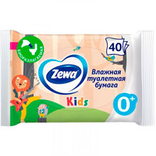 Бумага туалетная влажная Zewa Kids детская без аромата, 40 шт