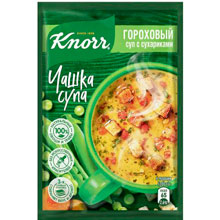 Суп быстрого приготовления Knorr Чашка супа Гороховый суп с сухариками, 21 г