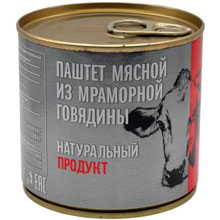 Паштет мясной Натуральный продукт из мраморной говядины, ж/б с ключом, 250 г