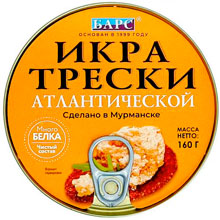 Икра трески Барс атлантической, 160 г