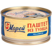 Паштет 5 морей из желтоперого тунца стерилизованный, 120 г