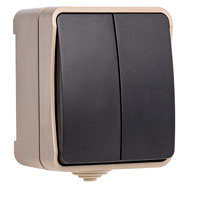 Выключатель 2-клавишный 10А, открытой уст-ки IP 54 "Сатурн" (SBE-04w-10-SW2-0)