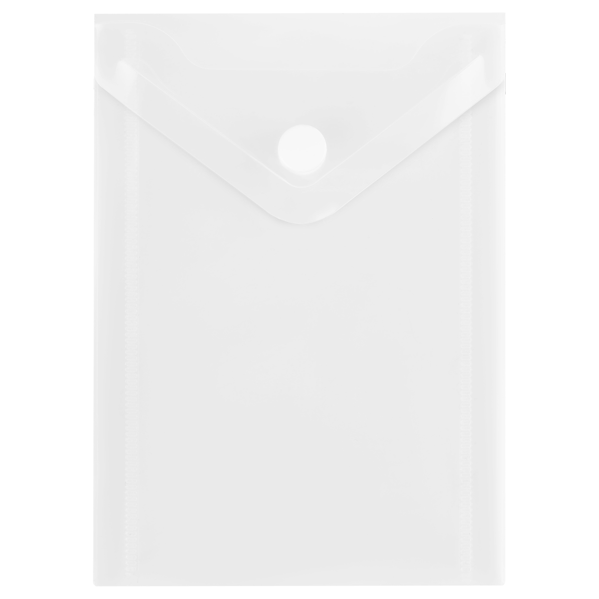 Папка-конверт на кнопке СТАММ А6 (105*148мм), 150мкм, пластик, прозрачная, бесцветная