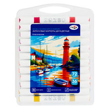 Маркеры акриловые Гамма "Классические", двухцветные, 36шт., 72 цв., пластик.бокс