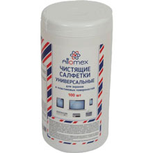 Салфетки чистящие универсальные "Attomex" в тубе 100 шт, влажные для экранов и пластика