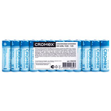 Батарейки алкалиновые "пальчиковые" КОМПЛЕКТ 12 шт., CROMEX Alkaline, AA (LR6,15A), спайка