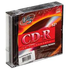 Диски CD-R VS, 700 Мб, 52x, Slim Case, КОМПЛЕКТ 5 шт., VSCDRSL501