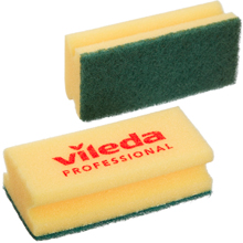 Губка для мытья посуды Vileda Professional Средняя жесткость 150х70х45 мм 10 штук в упаковке желтые/зеленый абразив