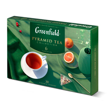 Чай GREENFIELD "Pyramid Tea Collection" ассорти 6 вкусов, НАБОР 30 пирамидок, 1768-10