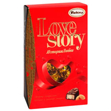 Конфеты шоколадные АККОНД "Love Story" с ореховым пралине и цельным миндалем, 250 г
