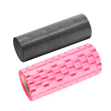 Массажные ролики для йоги и фитнеса 2 в 1, фигурный 33х14 см, цилиндр 33х10 см, розовый/чёрный, DASWERK (ДАСВЕРК)