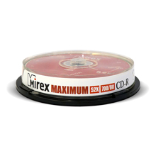 Диск CD-R Mirex 0.7 ГБ 52x cake box (10 штук в упаковке)