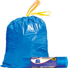 Мешки для мусора с завязками "CleanLab" 60 л, 60x70 см, ПНД, 14 мкм, 15 шт/рулон, тип дна "звезда" синие, 172г