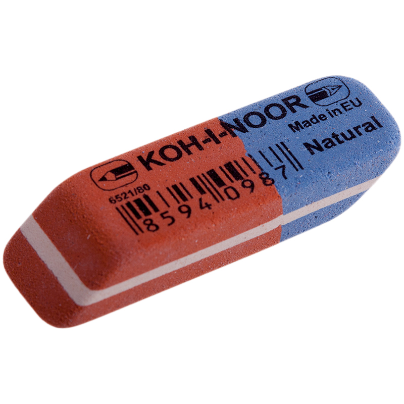 Ластик Koh-I-Noor Blue Star 80, скошенный, комбинированный, натуральный каучук, 41*14*8мм