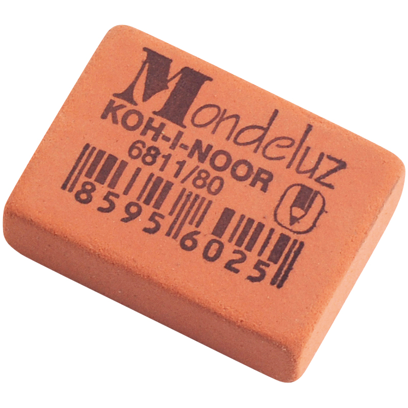 Ластик Koh-I-Noor Mondeluz 80, прямоугольный, натуральный каучук, 26*18,5*8мм