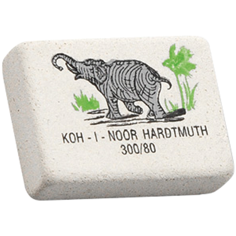 Ластик Koh-I-Noor Elephant 300/80, прямоугольный, натуральный каучук, 26*18,5*8мм, цветной