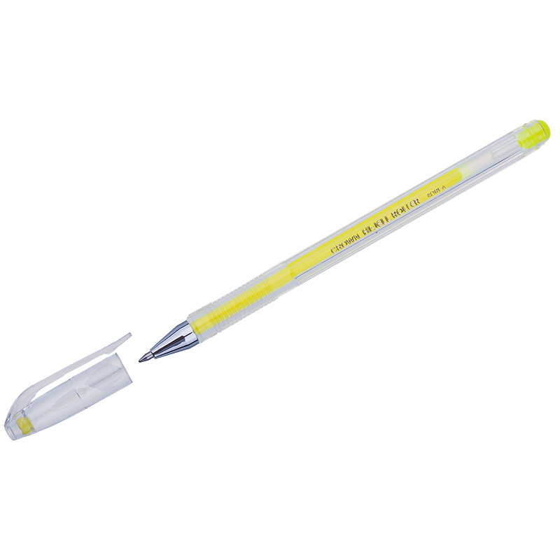 Ручка гелевая Crown Hi-Jell Color желтая, 0,7мм