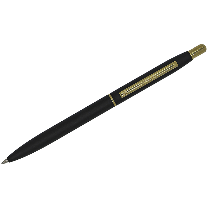 Ручка шариковая Luxor Sterling синяя, 1,0мм, корпус черный/золото, кнопочный механизм