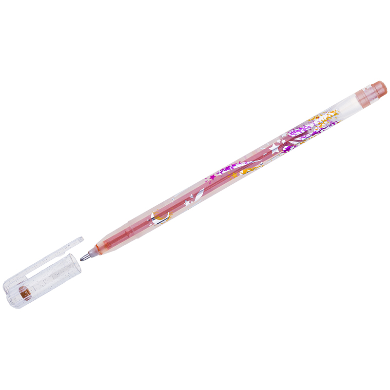 Ручка гелевая Crown Glitter Metal Jell оранжевая с блестками, 1,0мм