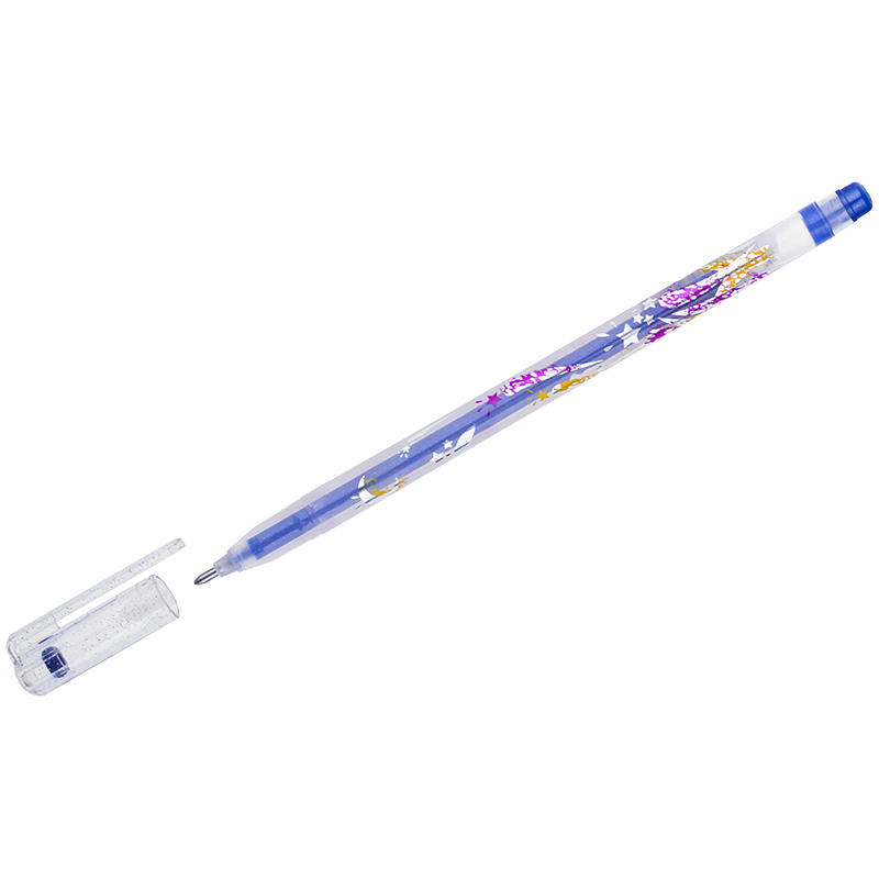 Ручка гелевая Crown Glitter Metal Jell синяя с блестками, 1,0мм
