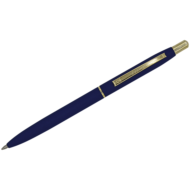 Ручка шариковая Luxor Sterling синяя, 1,0мм, корпус синий/золото, кнопочный механизм