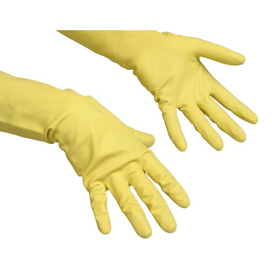 Перчатки латексные VILEDA Контракт, жёлтые р-р XL