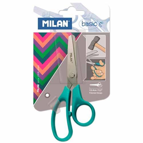 Ножницы детские Milan Basic, 13,3 см, цвет зелёный, блистер BWM10039
