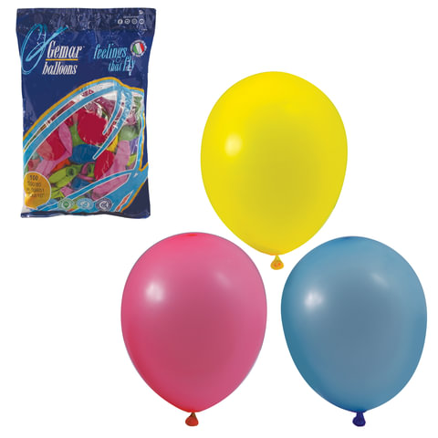 Шары воздушные 10 (25 см), комплект 100 шт., 12 пастельных цветов, в пакете, 1101-0003