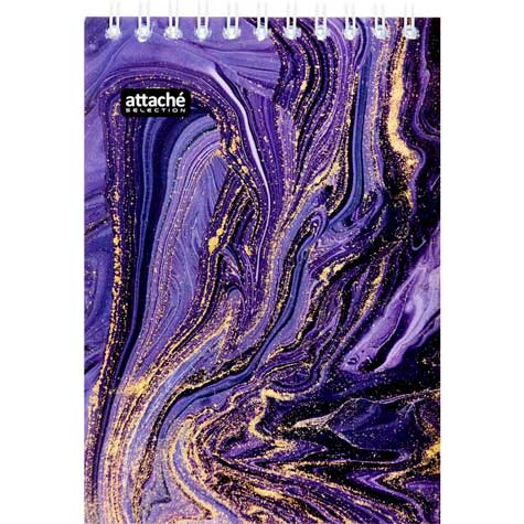 Блокнот Attache Selection Fluid A6 80 листов фиолетовый в клетку на спирали (101х145 мм)