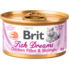 Консервы для кошек Брит Fish Dreams Chicken fillet & Shrimps Куриное филе и креветки 80г