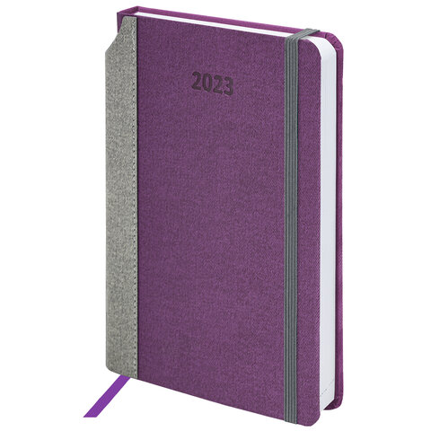 Ежедневник датированный 2023 А5 138x213 мм BRAUBERG Mosaic, под кожу, фиолетовый, 114081