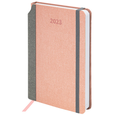 Ежедневник датированный 2023 А5 138x213 мм BRAUBERG Mosaic, под кожу, розовый, 114084