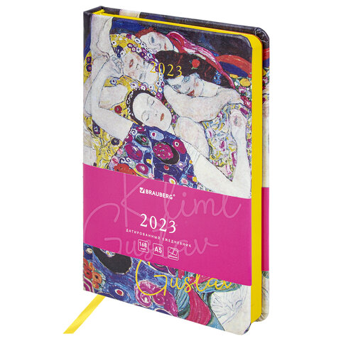 Ежедневник датированный 2023 А5 138x213 мм BRAUBERG "Vista", под кожу, "Klimt Gustav"
