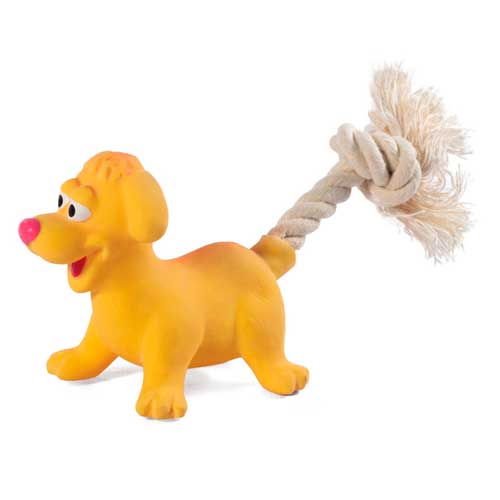 Игрушка для собак  MINI DOGS для собак мелких пород из латекса Собачка с веревкой, 85/180мм, Triol