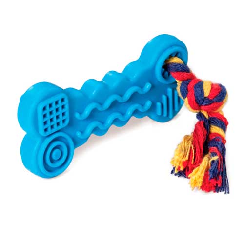 Игрушка для собак из ц/литой резины Косточка с веревкой, 95/165мм, Triol