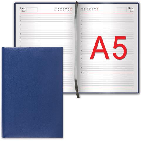 Ежедневник недатированный А5 (138х213 мм) BRAUBERG Select, балакрон, 160 л., темно-синий, 123430