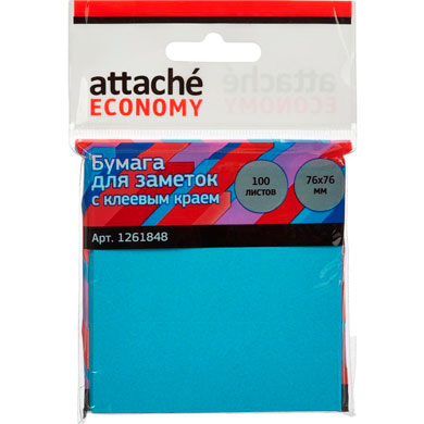 Стикеры Attache Economy 76x76 мм неоновый синий 1 блок, 100 листов