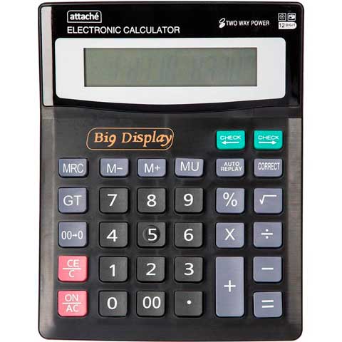 Калькулятор настольный Attache ATC-444-12F 12-разрядный черный 192x148x33 мм